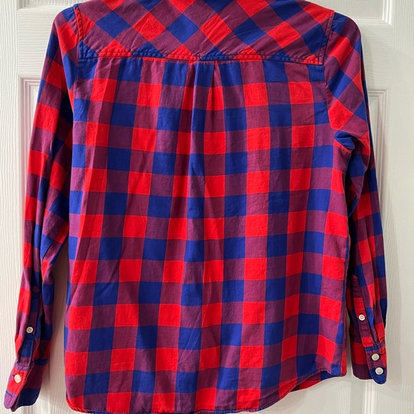 J. Crew Red Blue Buffalo Plaid Flannel Button Down Shirt Size Medium - Picture 2 of 4